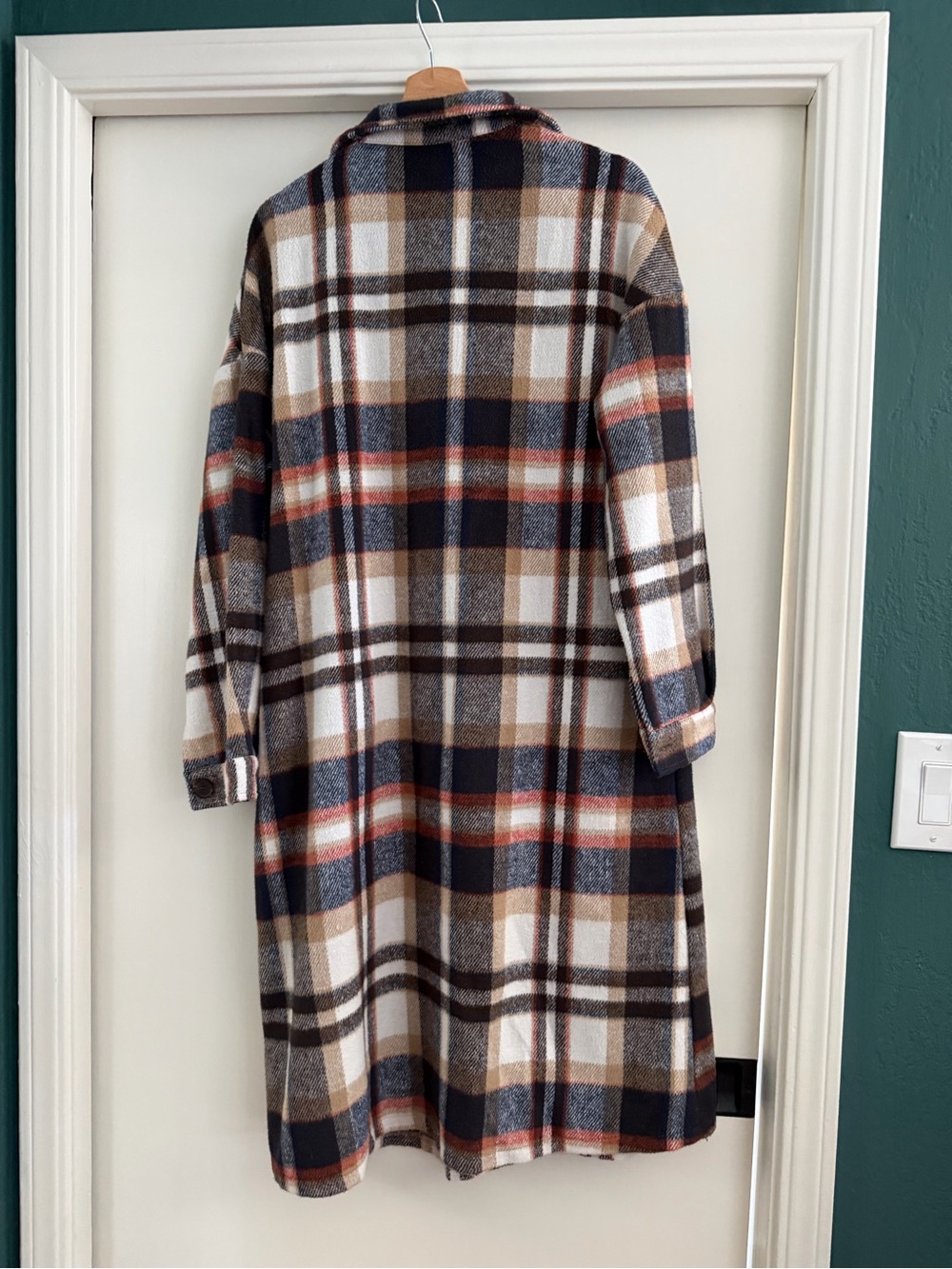 Long Flannel Plaid Shirt Jacket Shackle size large - Picture 3 of 5